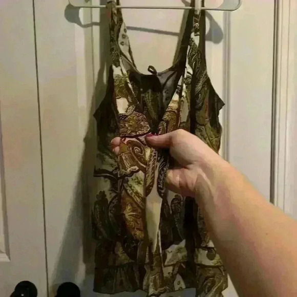 ADiva size L Brown & White Top with adjustable straps, beading and coin detail - Picture 8 of 11